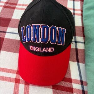 London Embroidered Black and Red Cap
